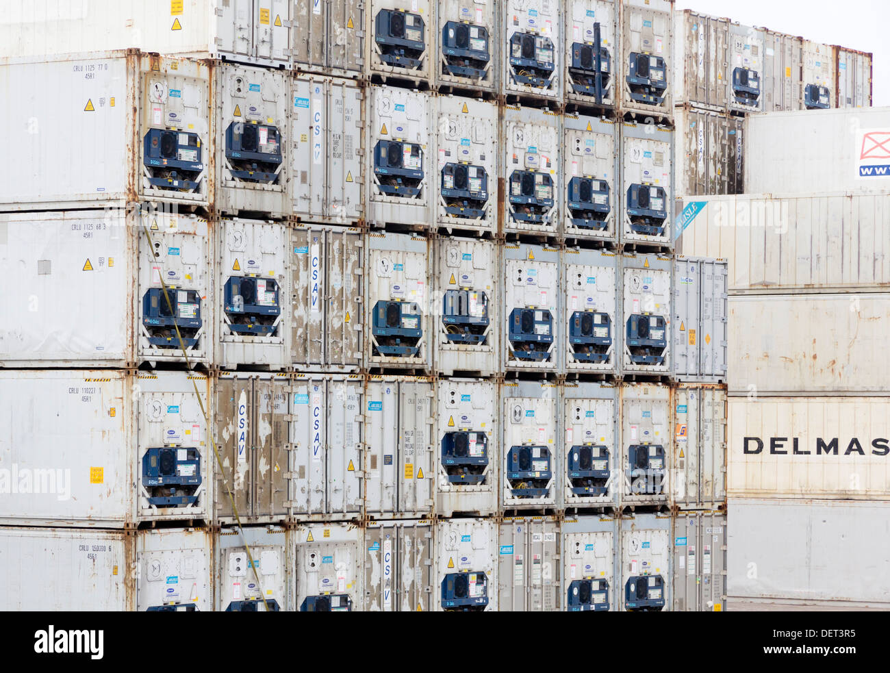 Temperature controlled shipping containers Stock Photo