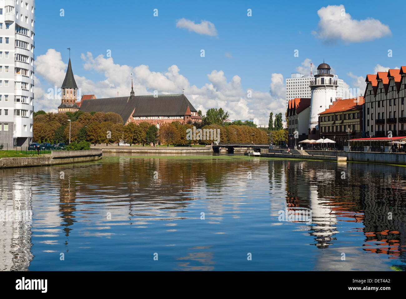 Königsberg Cathedral and Fischdorf at Pregolya River, Kaliningrad, Russia Stock Photo