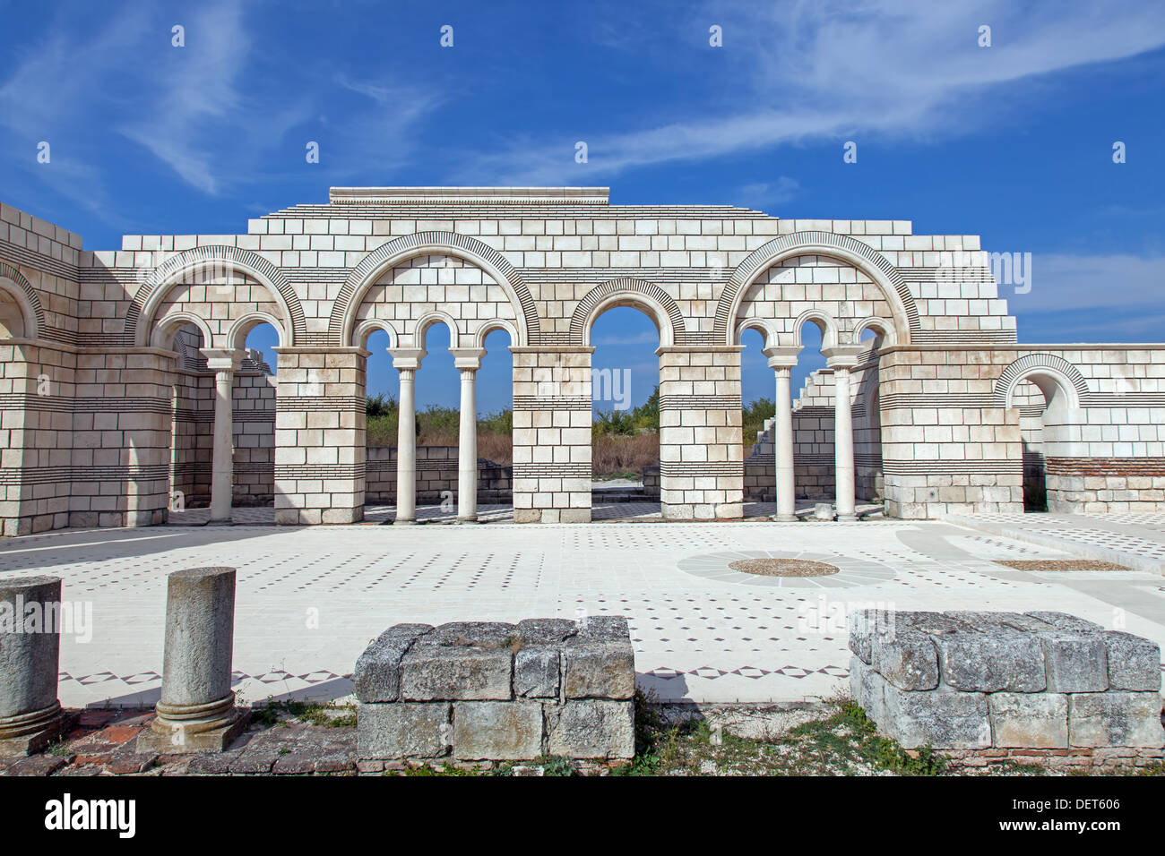 The Great Basilica at the first Bulgarian capital, Pliska Stock Photo ...