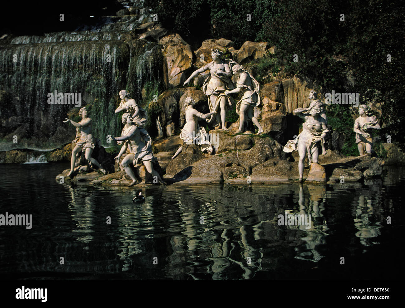 Fountain of Diana and Actaeon in the park of the Royal Palace at Caserta (sculpture by Paolo Persico, Brunelli, Pietro Solari) Stock Photo