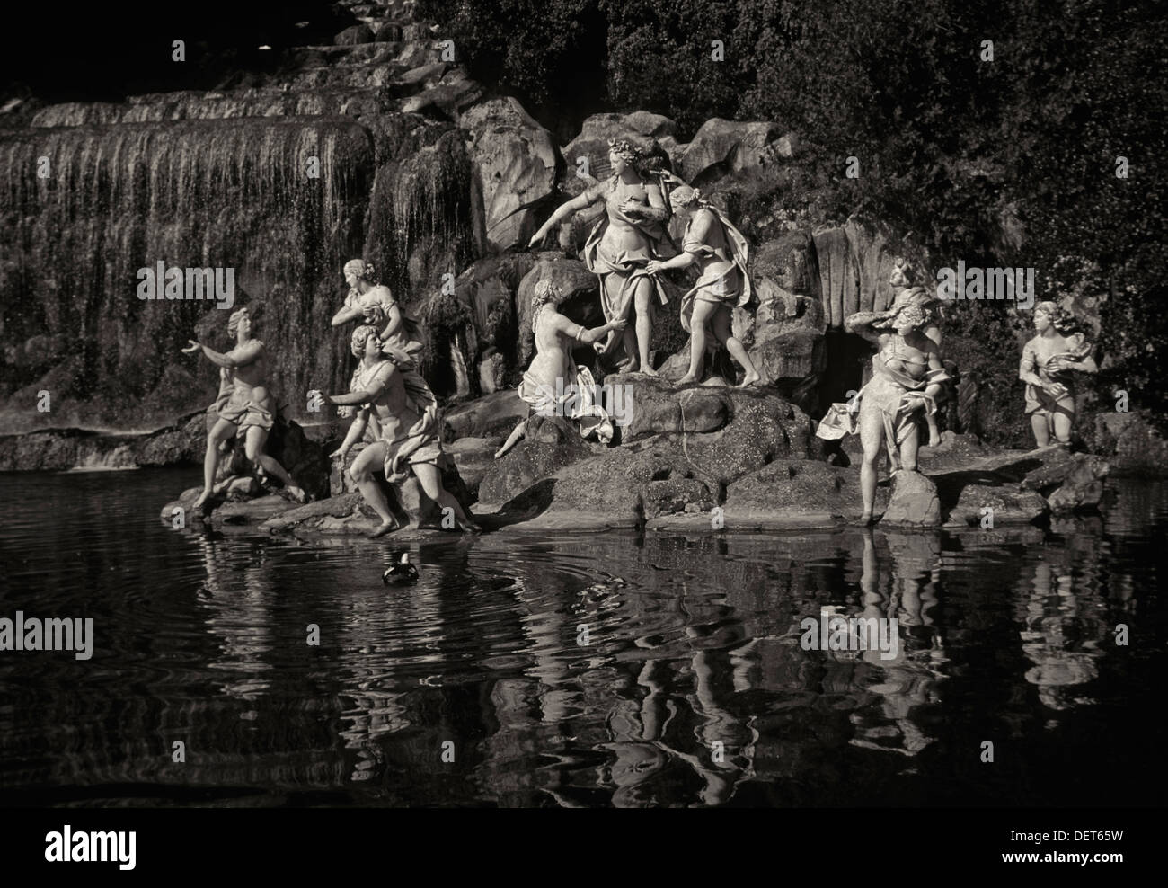 Fountain of Diana and Actaeon in the park of the Royal Palace at Caserta (sculpture by Paolo Persico, Brunelli, Pietro Solari) Stock Photo