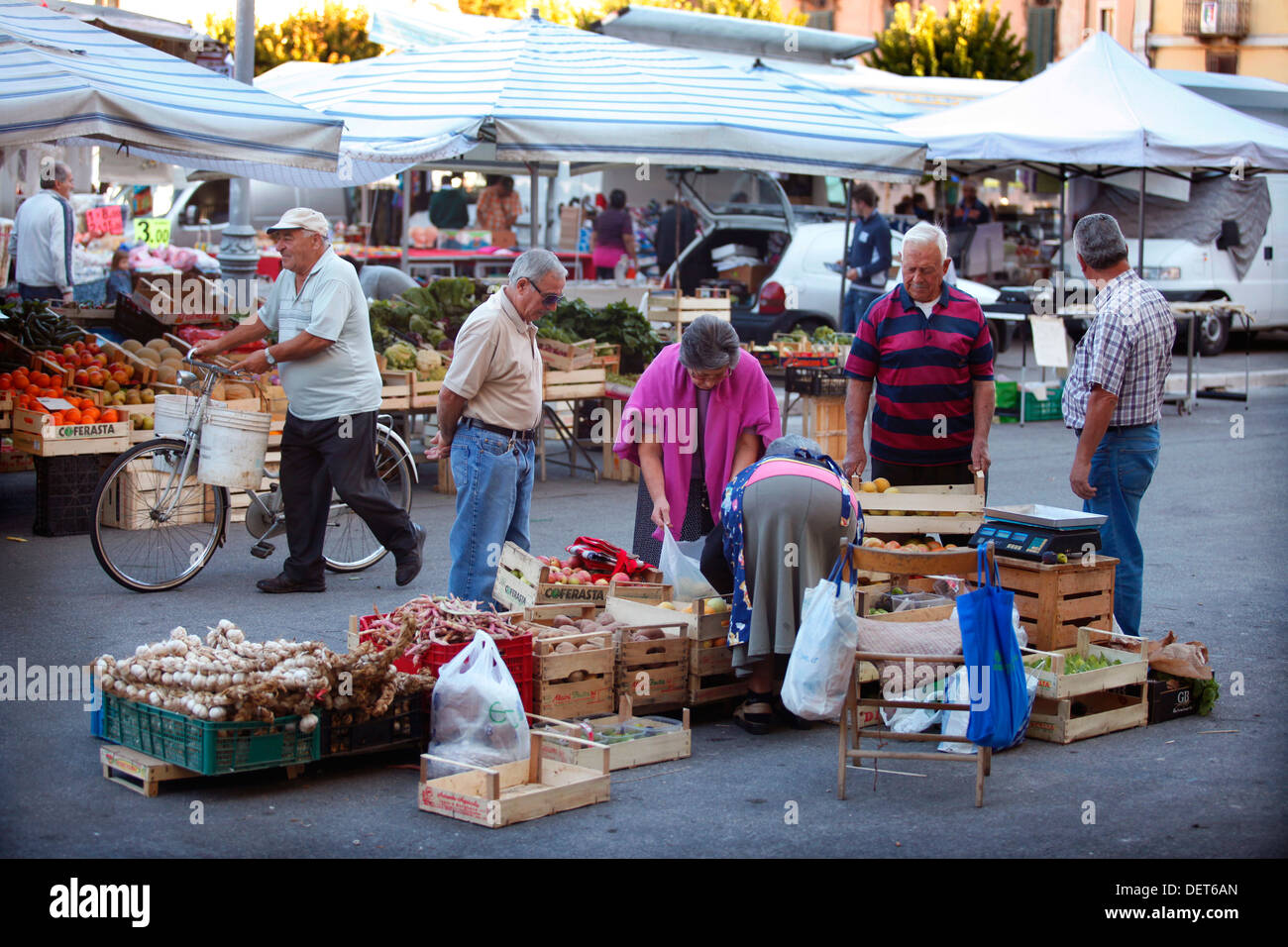 The market in Piazza Garibaldi in Sulmona, Italy. Stock Photo