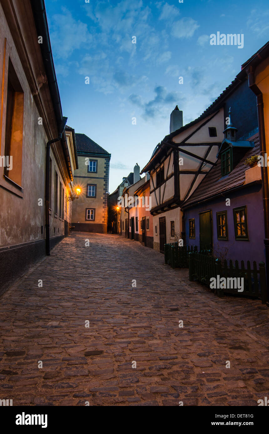 Golden Lane (Zlata Ulicka in czech), the street full of small houses built in Mannerism style at the end of the 16th century. Stock Photo