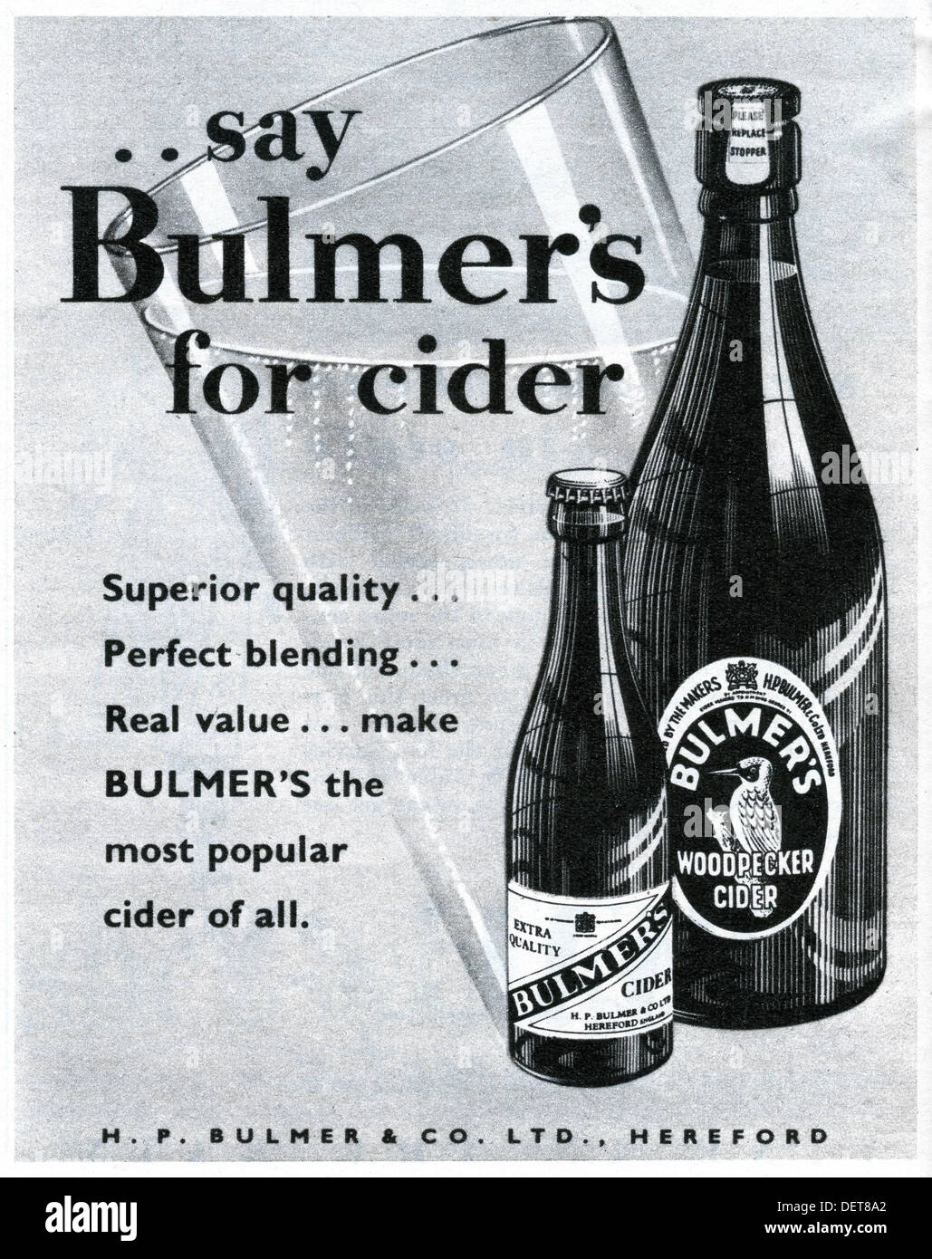 1953 UK advert for Bulmer's cider Stock Photo Alamy