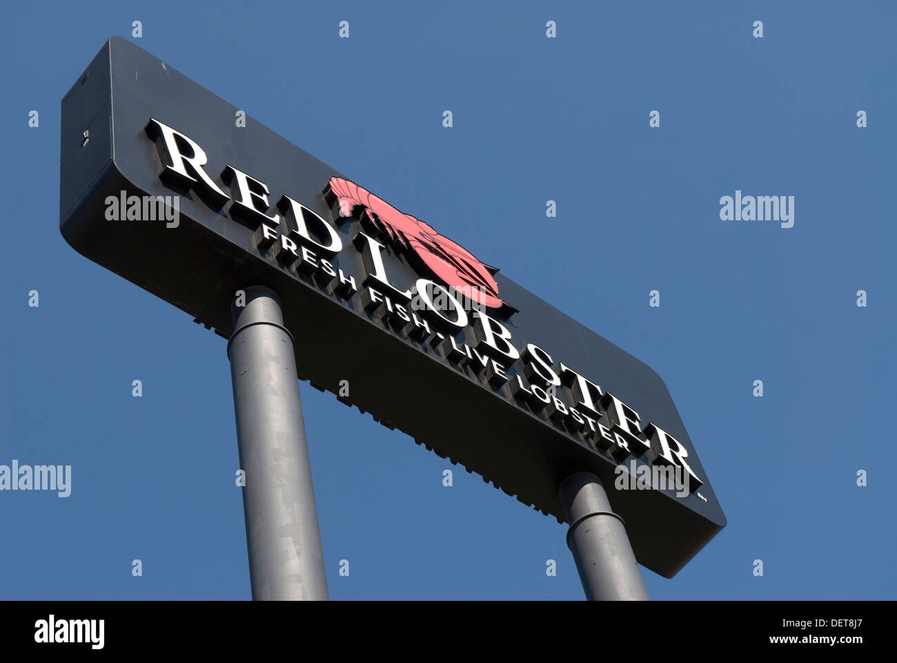 Red Lobster Restaurant Sign USA. Stock Photo