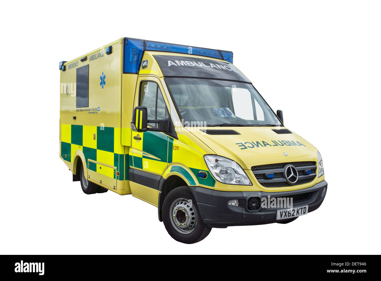 A cut out British NHS Mercedes Sprinter Ambulance Stock Photo