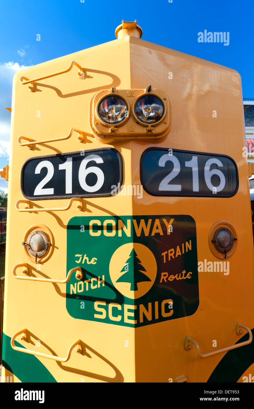 Front end of a GP35 Electro-Motive diesel locomotive. Stock Photo