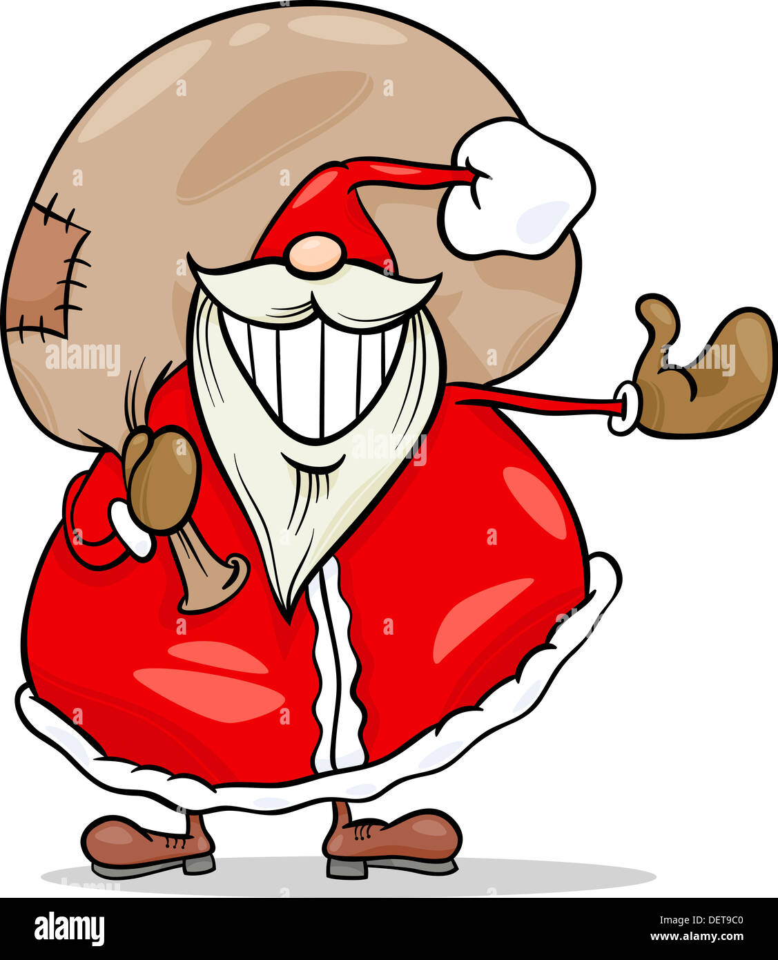 Cartoon Illustration of Funny Santa Claus Character with Sack Full of ...