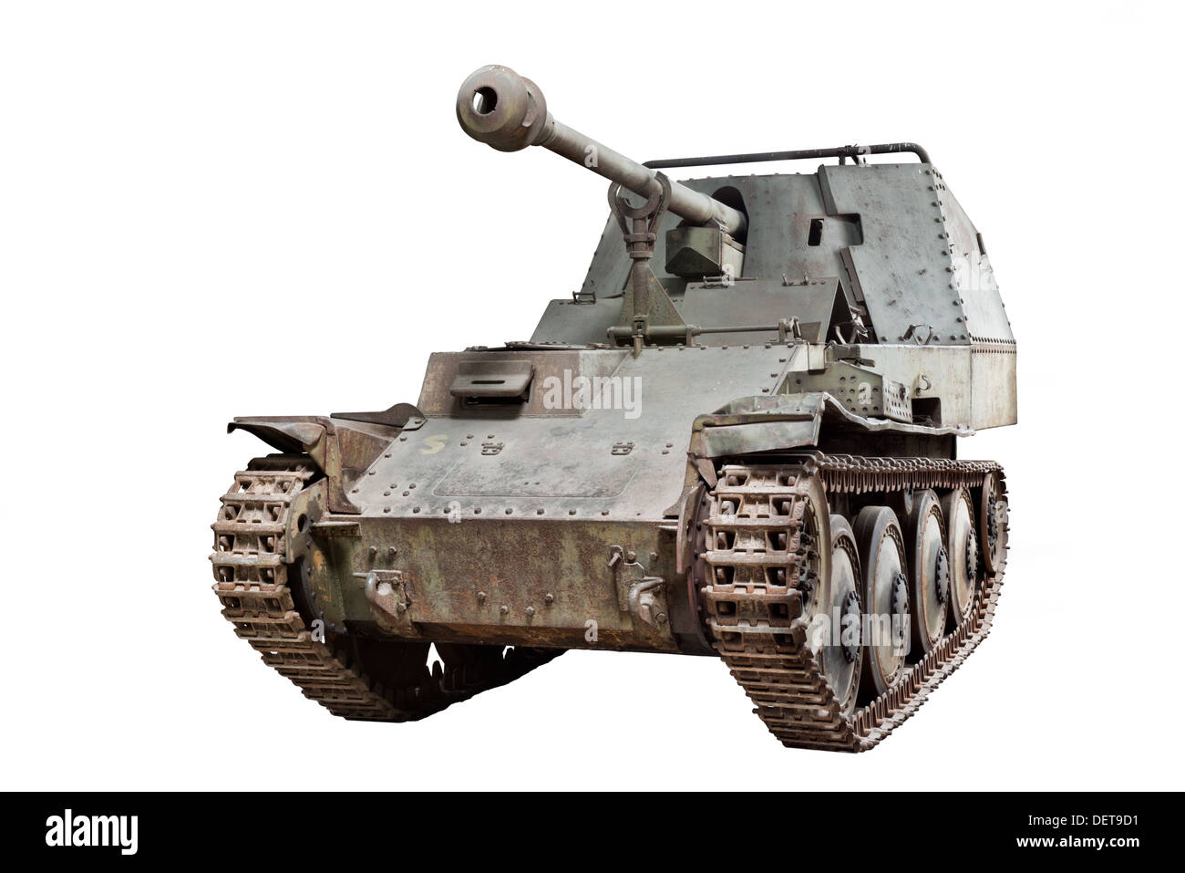 A cut out of a Marder 38 H ( Sd.Kfz.138) 75mm self propelled gun. Used by Nazi German forces during WW2 Stock Photo