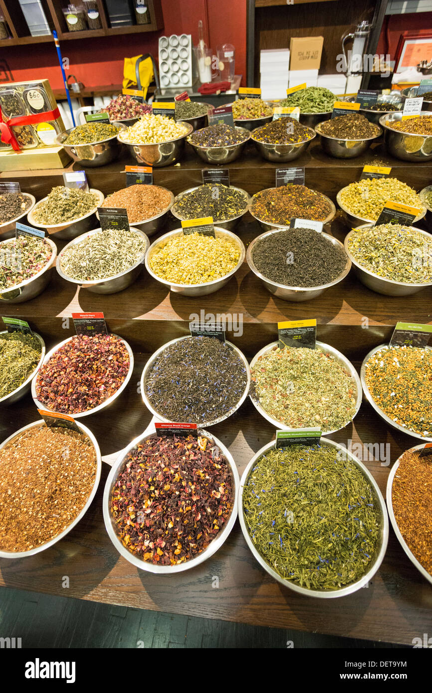 Spices and Tease store at Chelsea Market, New York City, NY Stock Photo