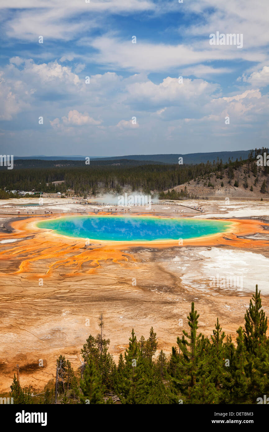 Grand Prismatic Spring in Midway Geyser Basin, Yellowstone National Park, Wyoming Stock Photo