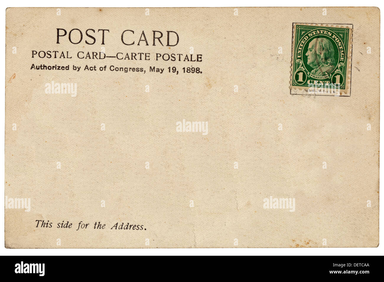 Back Of A Postcard With Stamp