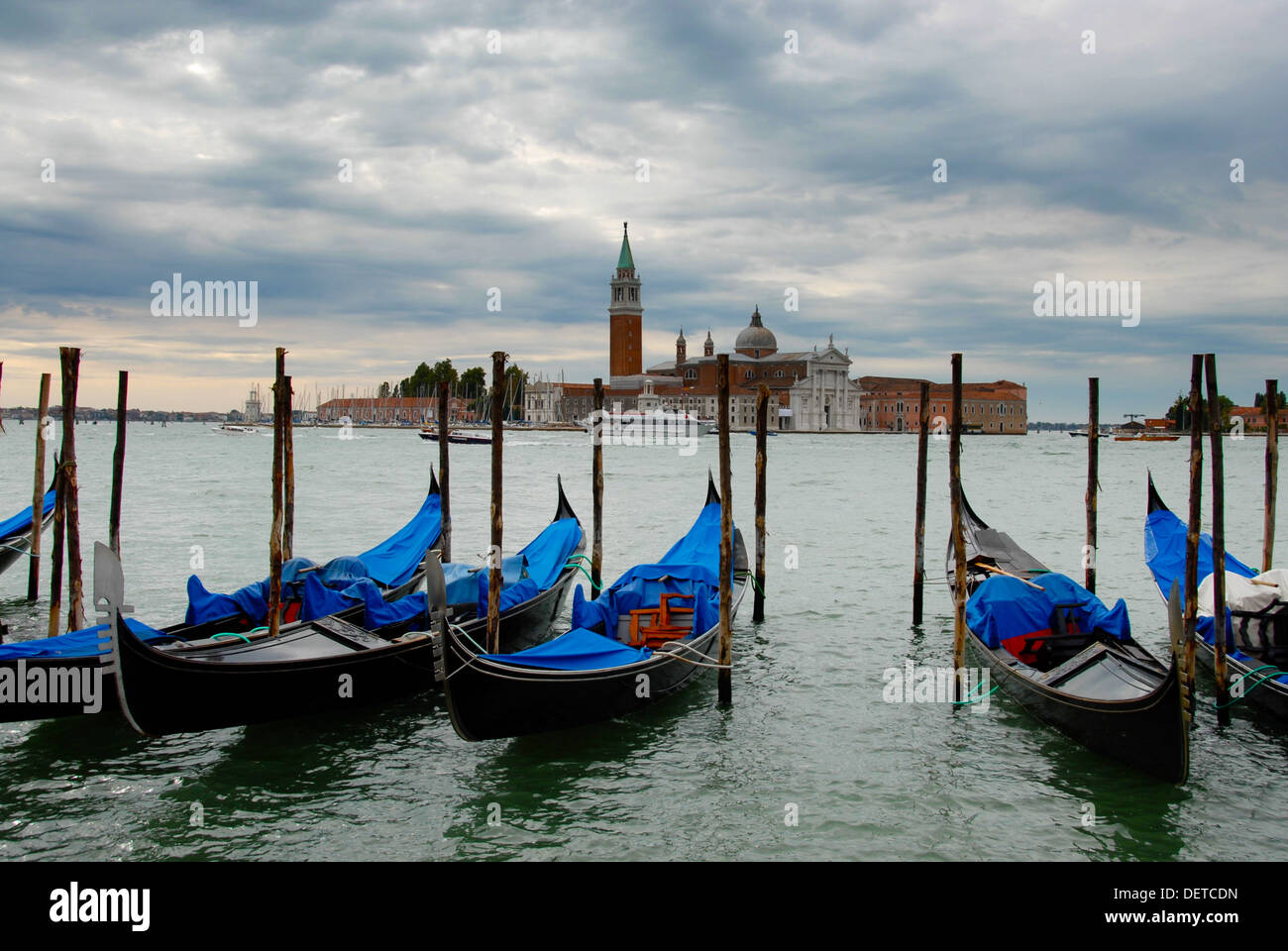 This is an image of Gondolas on the Grand Canal, Venice, Italy. Stock Photo
