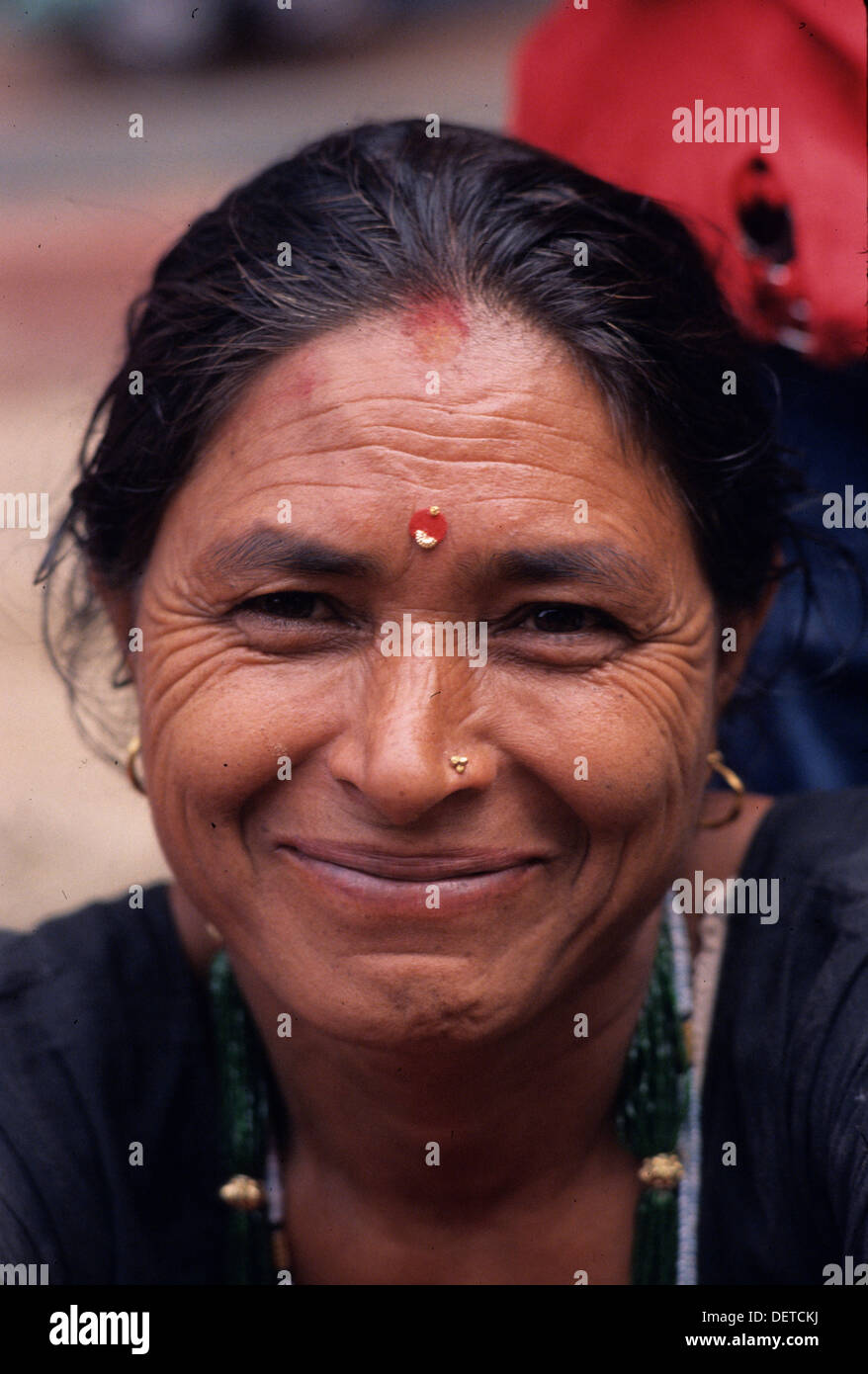 nepal, asia, woman, portrait, people, traditional Stock Photo
