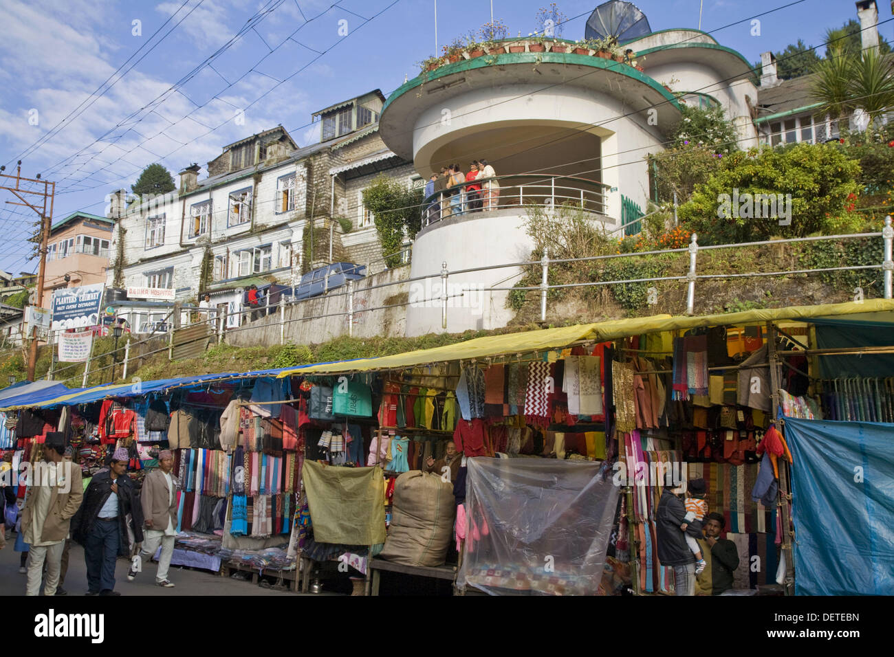 India, West Bengal, Darjeeling, Market stalls below D & D M A Hospital