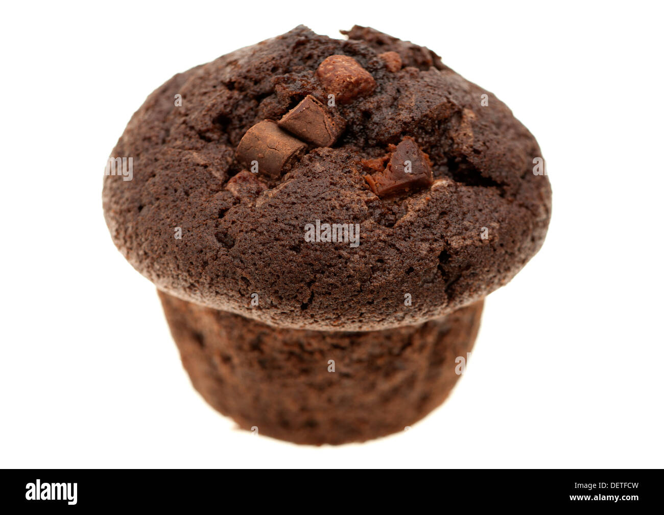 Double choc chocolate bun muffin Stock Photo