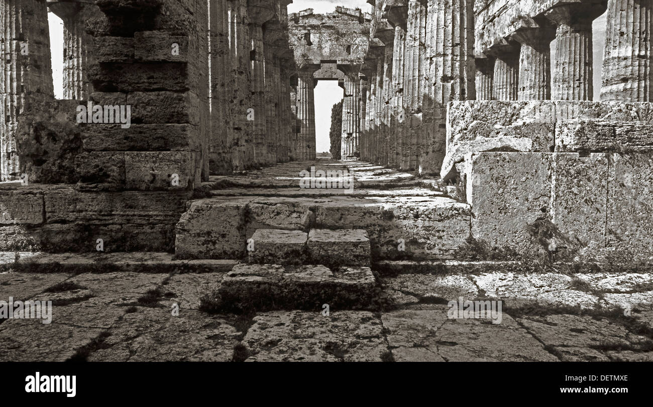 Temple of Neptune (5th century BC) at Paestum, Campania, Italy Stock Photo