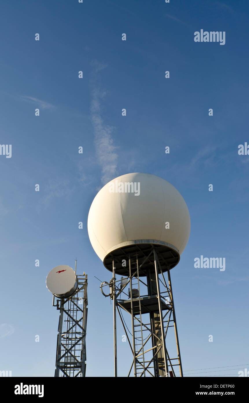 Meteorological station at Monegros mountain  Saragossa, Aragon, Spain Stock Photo