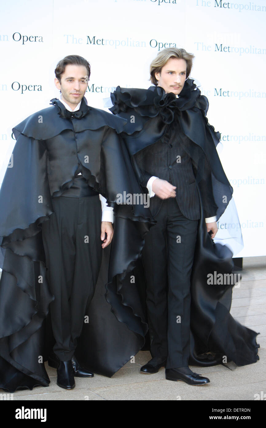 New York, USA. 23rd Sep, 2013. US fashion designer Austin Scarlett (R) and countertenor Anthony Roth Costanzo arrive for the season opening of the Metropolitan Opera in new York, USA, 23 September 2013. Pyotr Tchaikovsky's opera Eugene Onegin opened the Met's new season. The Metropolitan Opera is considered one of the world's best opera houses and the season opening is always a major event of New York's society. Photo: Christina Horsten/dpa/Alamy Live News Stock Photo