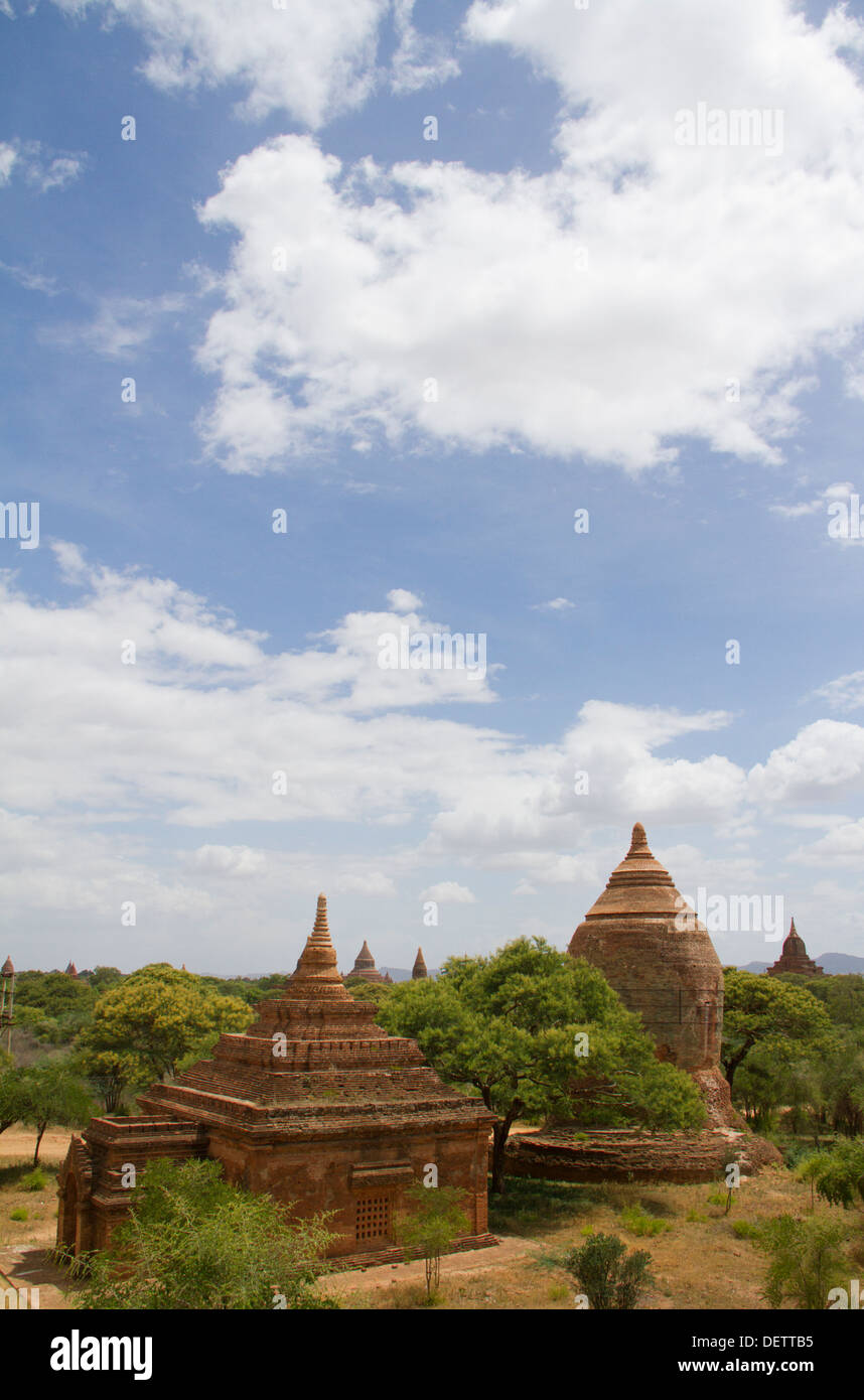 A view of temples in Old Bagan. Stock Photo