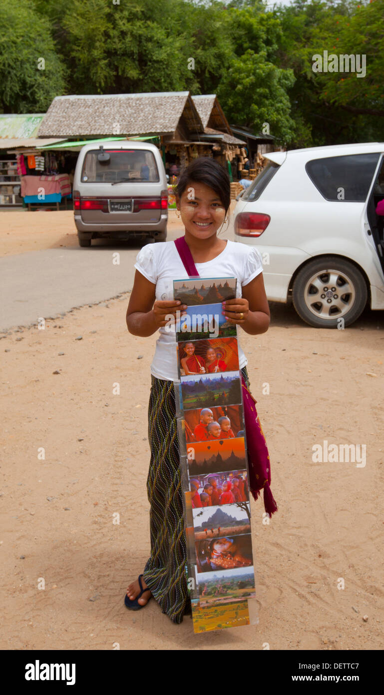 A vendor outside Thatbyinnyu temple in Old Bagan. Stock Photo