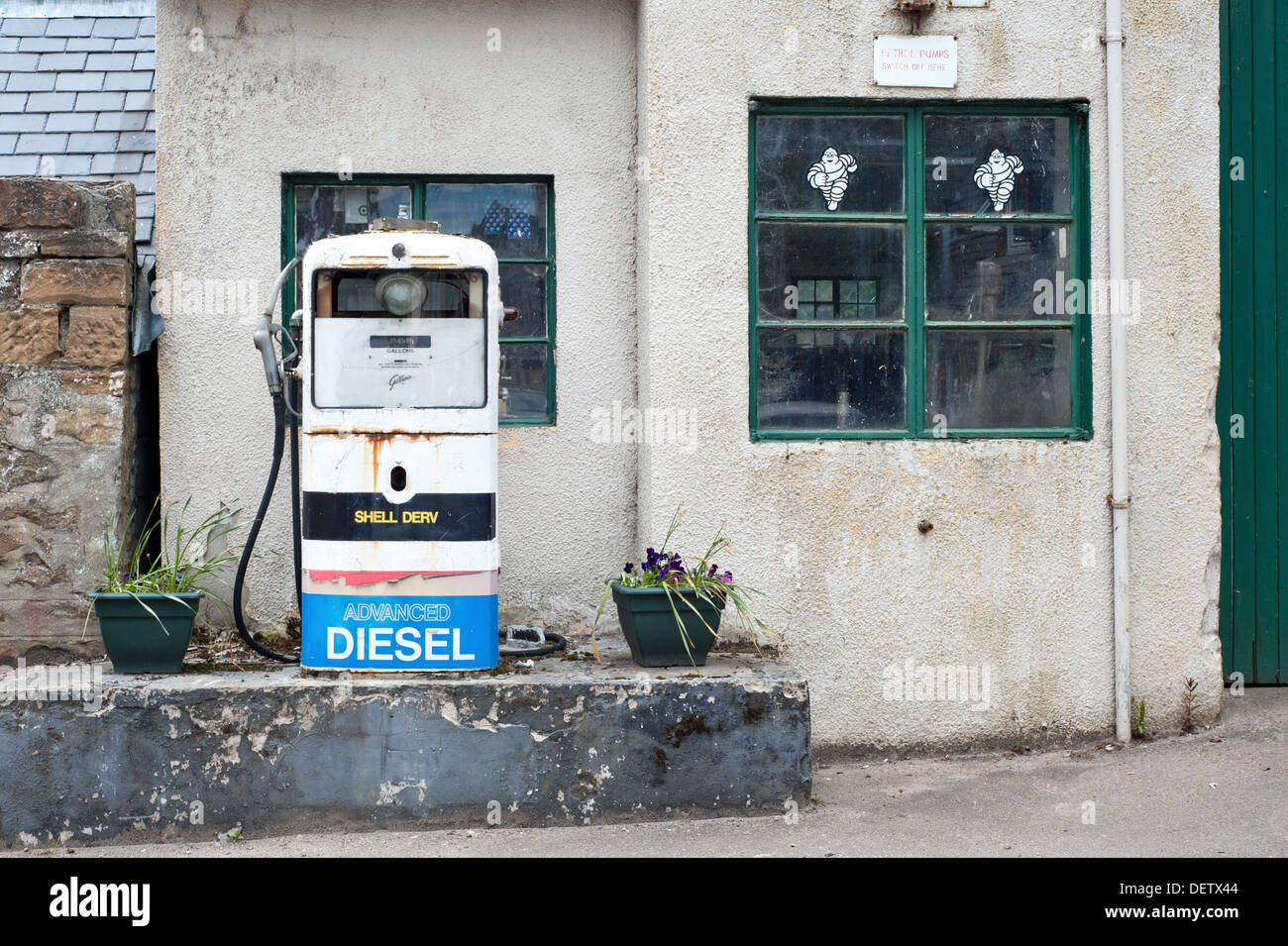 Old Diesel pump-Dornoch Stock Photo