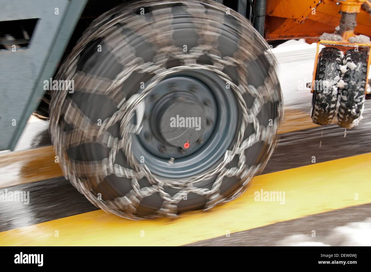chained tire, snow chains, Switzerland, Europe Stock Photo Alamy
