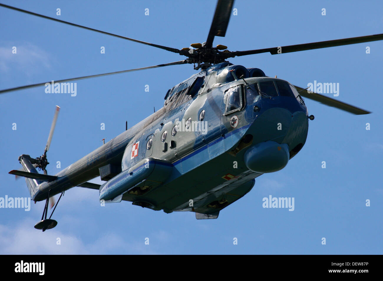 Military water helicopter in flight Stock Photo Alamy