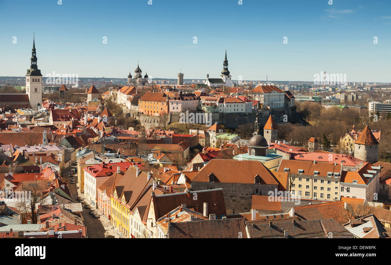 Aerial panorama on old town of Tallinn, Estonia Stock Photo