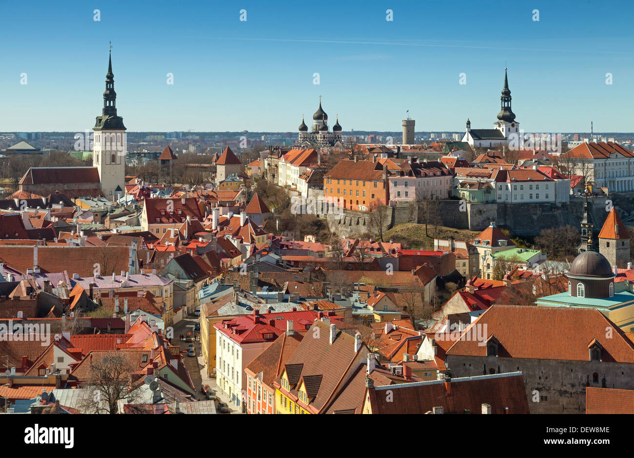 Aerial view on central part of old Tallinn, Estonia Stock Photo