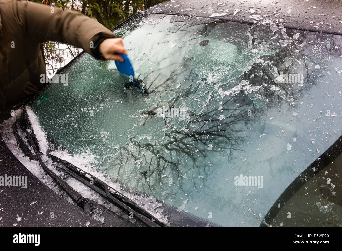 Ice on a vehicle after ice rain Karlsruhe Baden-Wuerttemberg Germany Stock Photo