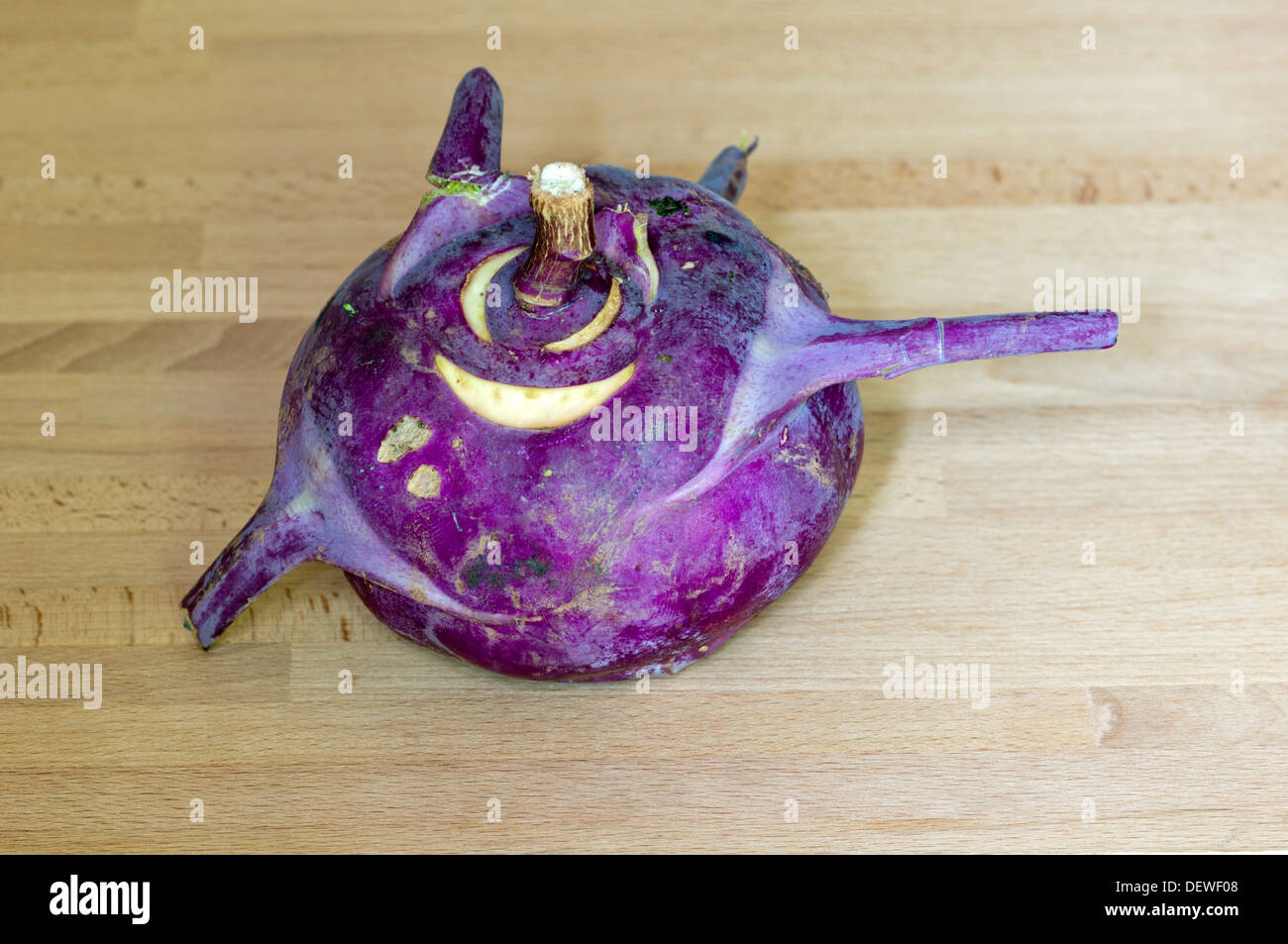 A red Kohlrabi variety. Stock Photo