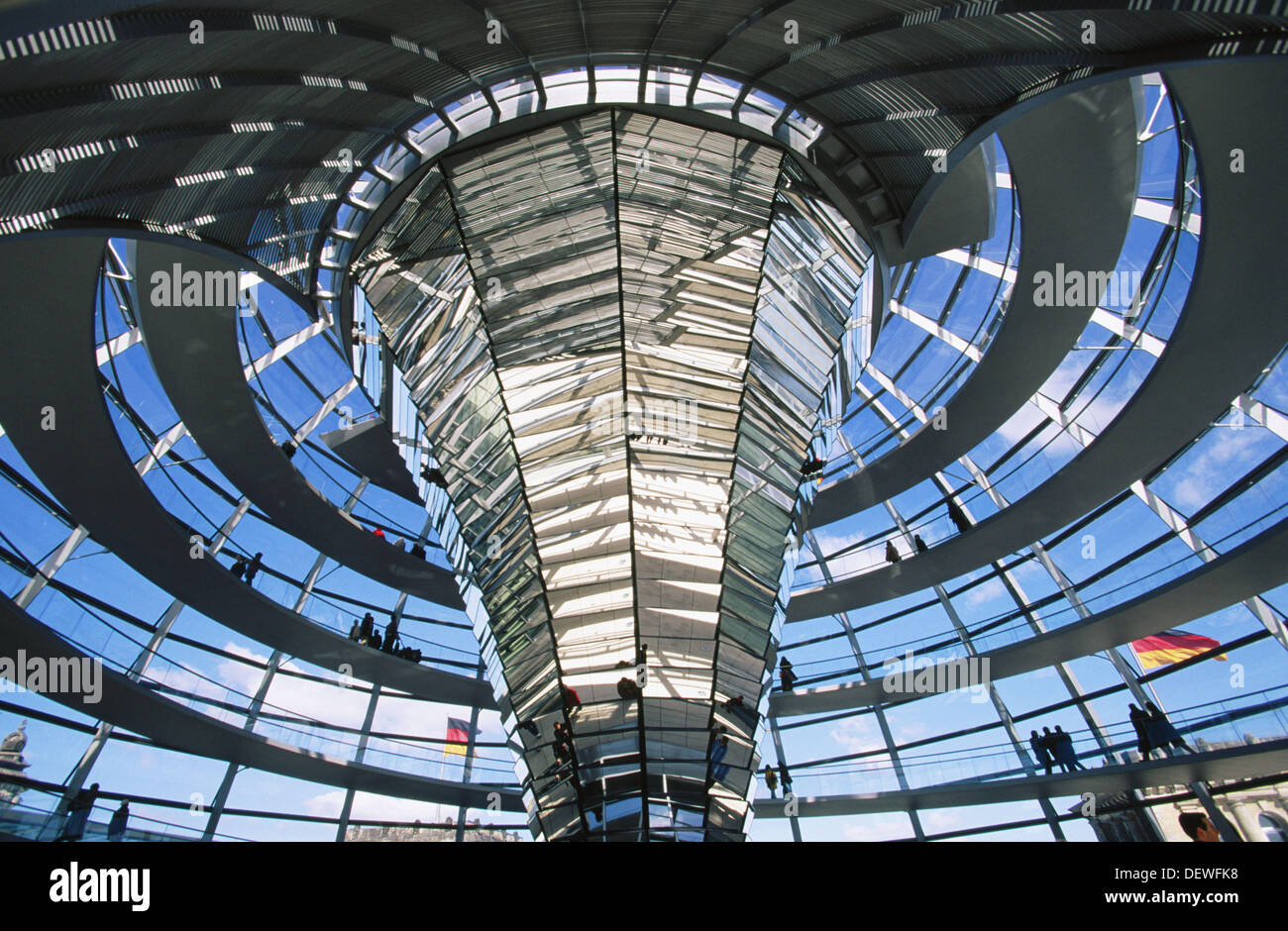 Bright column. Glass dome at the Parlament. Berlin. Germany Stock Photo