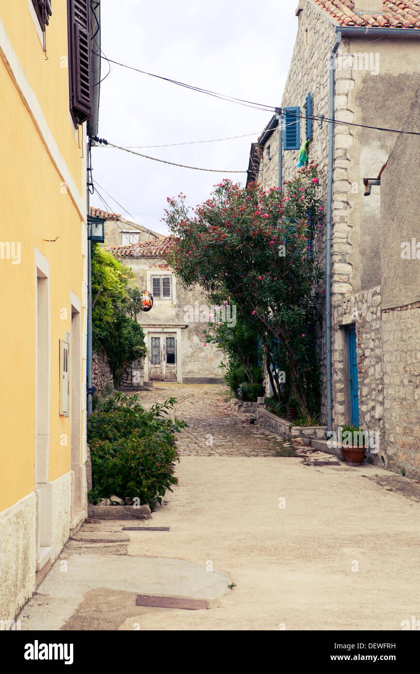 Street view in Osor, island of Cres, Croatia Stock Photo