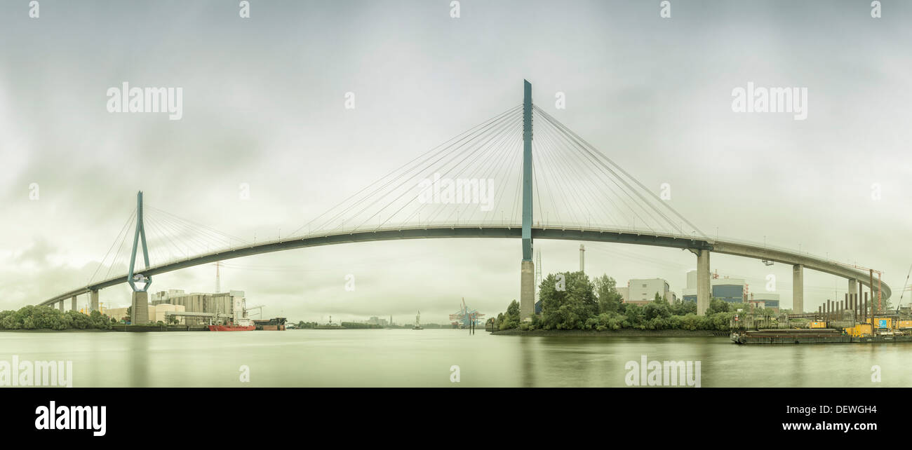 Panorama Köhlbrandbrücke Hamburg, Deutschland Stock Photo