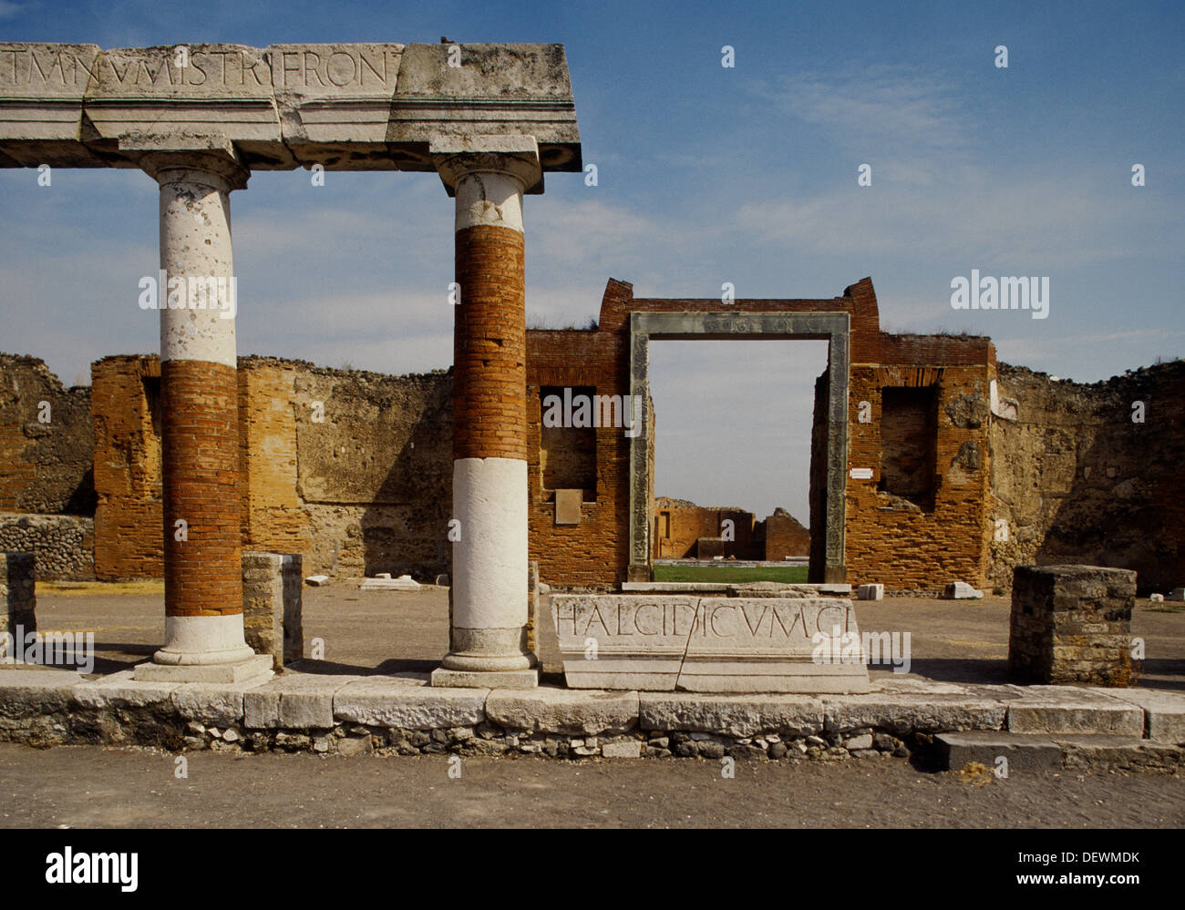 Sacrarium of the Lares by the Temple of Vespasian in the ancient city of Pompeii Stock Photo