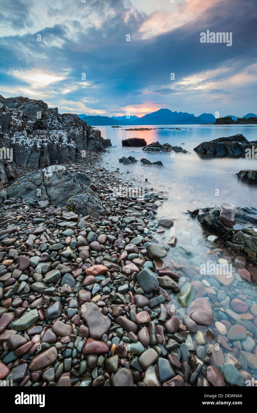 Loch Eishort & Cuillins at Tokavaig on the Isle of Skye Stock Photo
