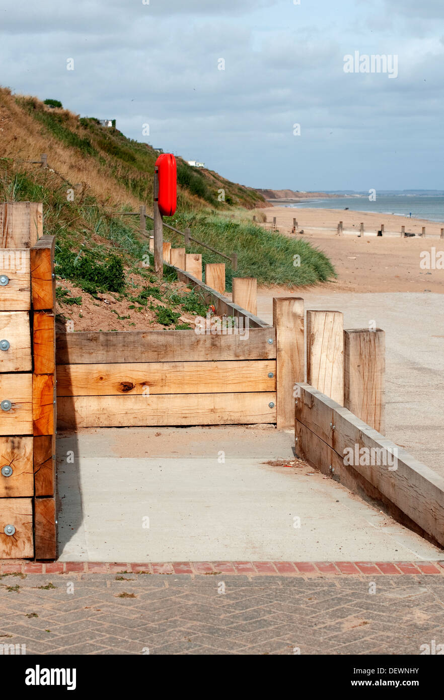 Entrance to the Blue Flag Beach at Hornsea, East Yorkshire Stock Photo Alamy