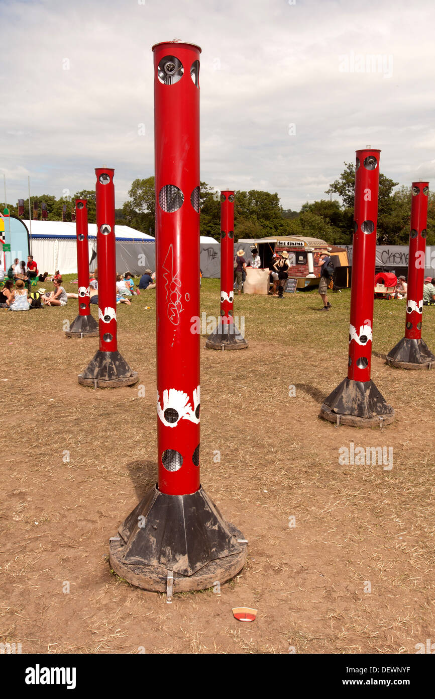 Christopher Janney's Sonic Forest an interactive sound installation, Glastonbury Festival 2013. Stock Photo