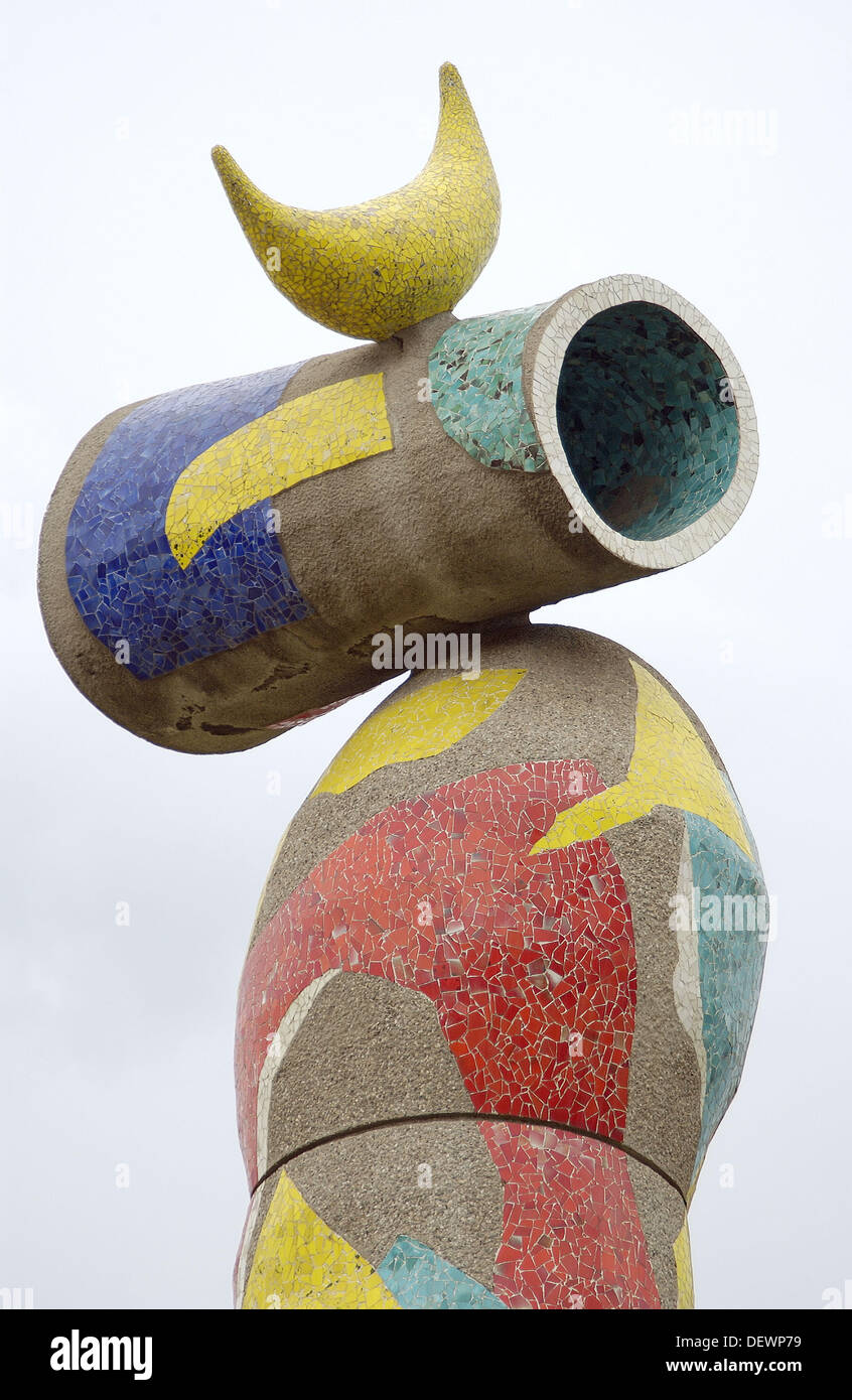 ´Dona i Ocell´ (´Woman and Bird´), sculpture by Joan Miró. Parc de l´Escorxador, Barcelona. Spain Stock Photo