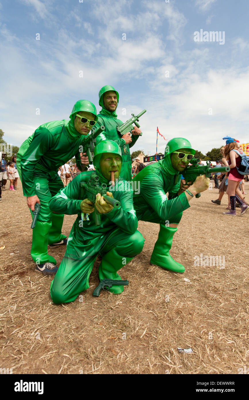 Fancy dress Toy Soldiers at the Glastonbury Festival 2013 Stock Photo