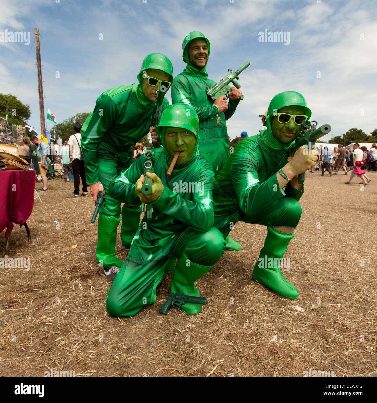 Fancy dress Toy Soldiers at the Glastonbury Festival 2013 Stock Photo