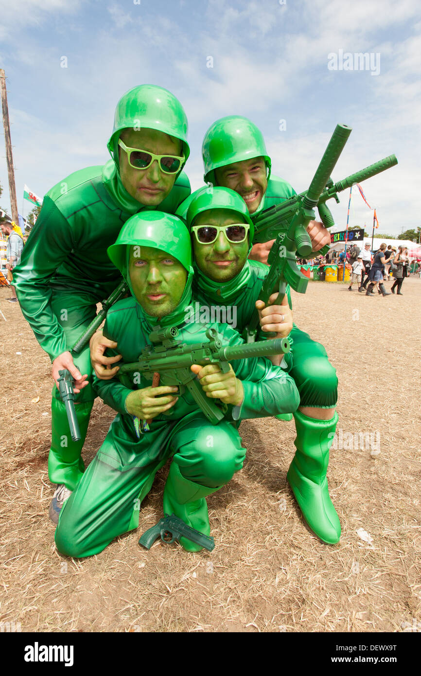 Fancy dress Toy Soldiers at the Glastonbury Festival 2013 Stock Photo