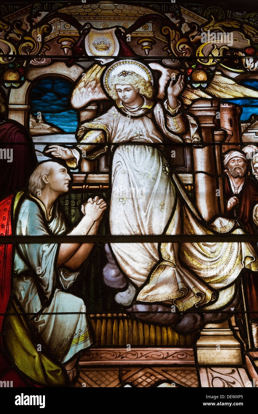 Stained Glass window depicting a Religious scene, Cathedral of the Holy