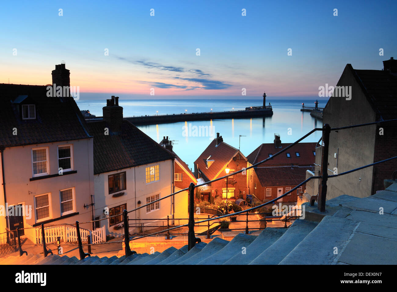 Sunset at the 199 steps whitby hi-res stock photography and images - Alamy