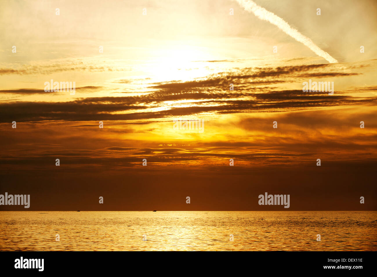 Sunset in golden tones Stock Photo