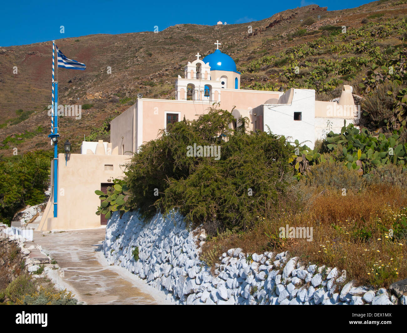 Church at Finikia on the Island of Santorini Greece Stock Photo