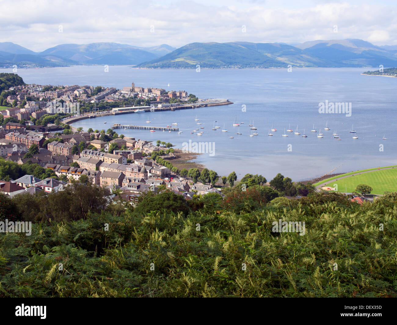 View of Gourock Harbour from Lyle Hill Greenock Stock Photo