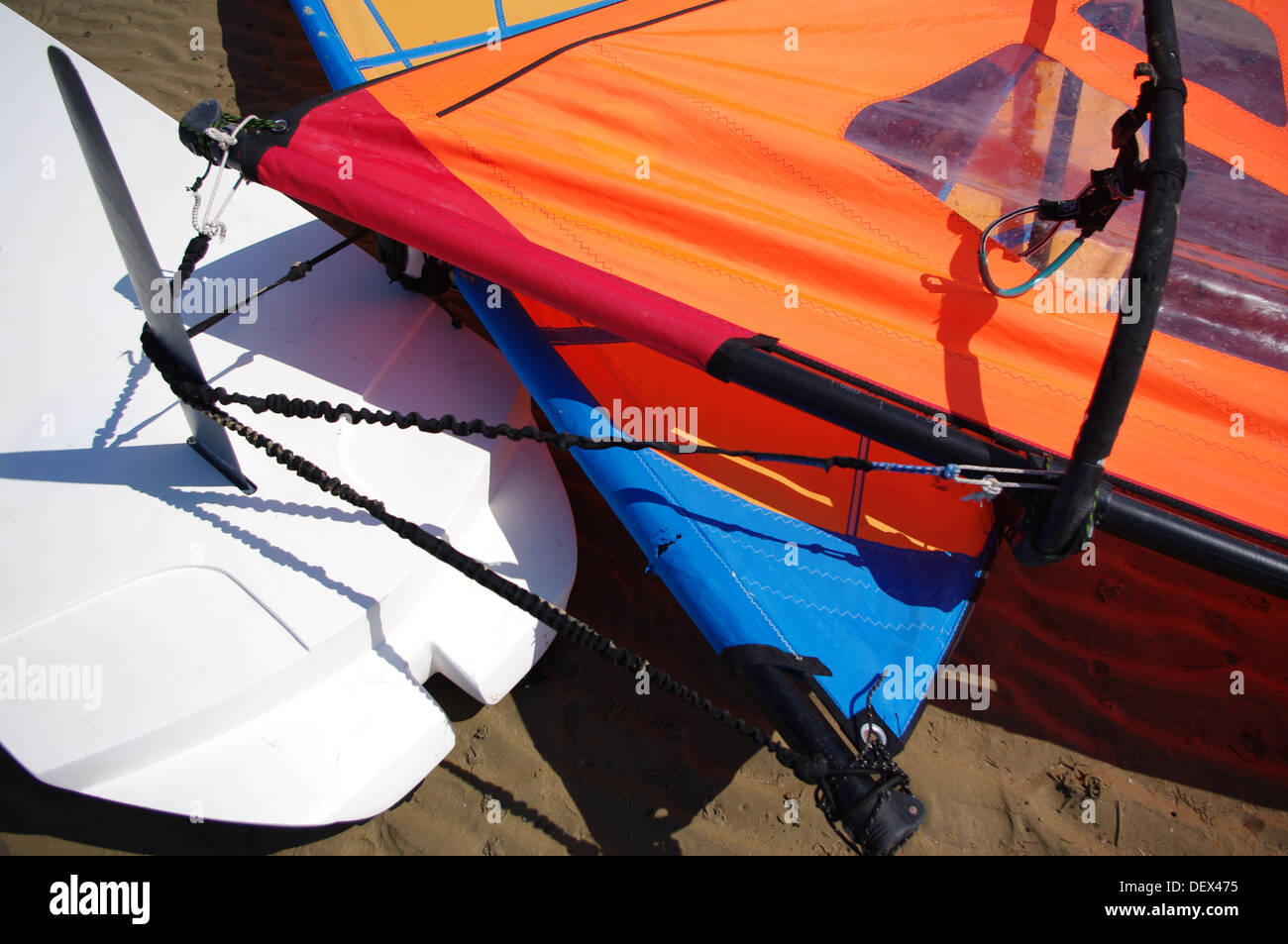 Windsurfing boards on the beach Stock Photo