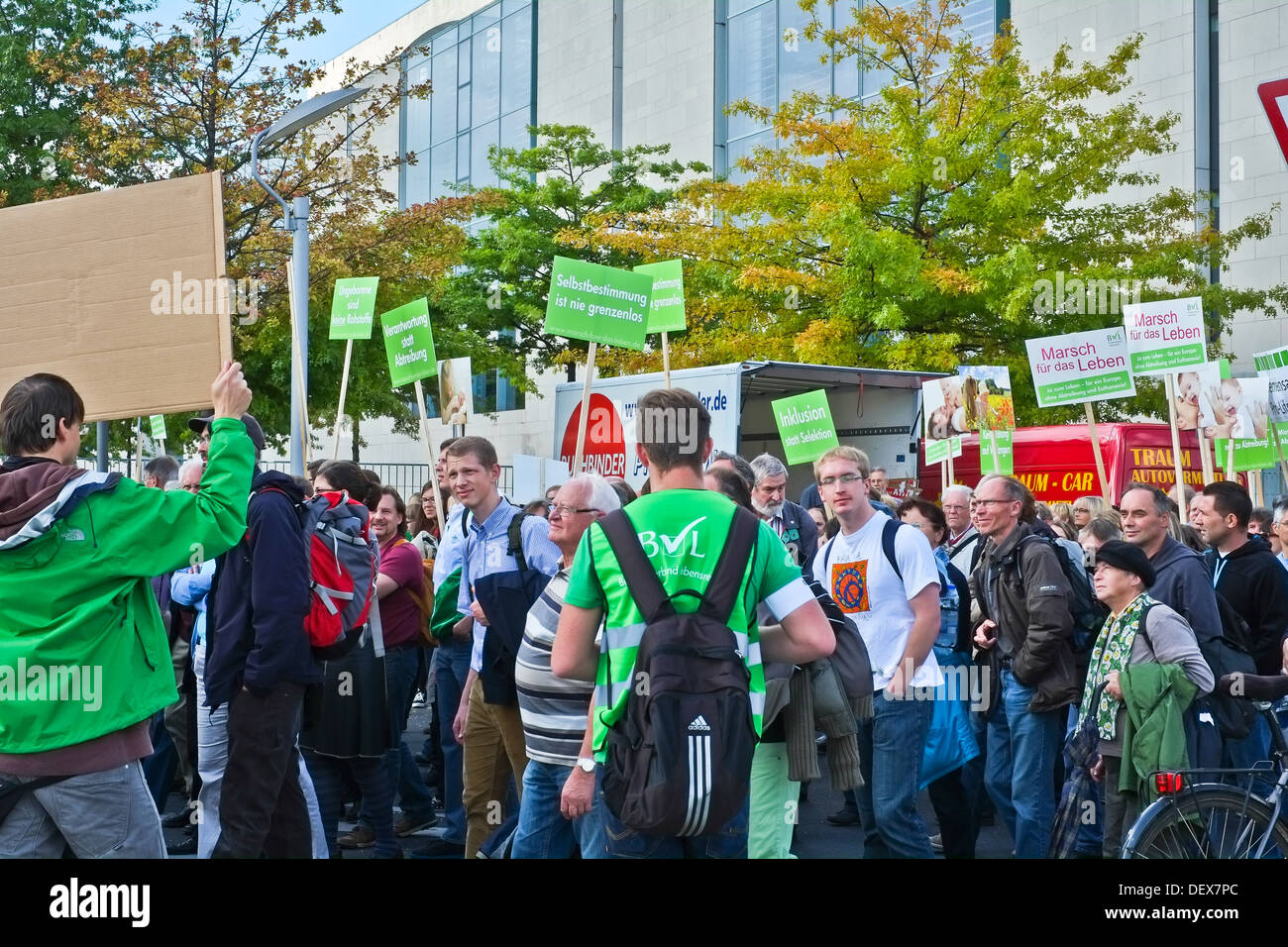 The 2013 Berlin March for Life - demonstration pro and contra abortion Stock Photo